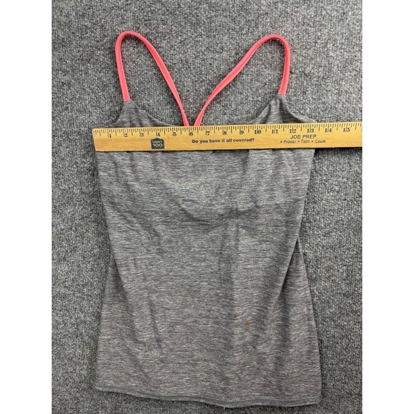 Lululemon Dancing Warrior Tank Women's 8 Heathered Gray Pink Cross Straps Yoga - Picture 2 of 7